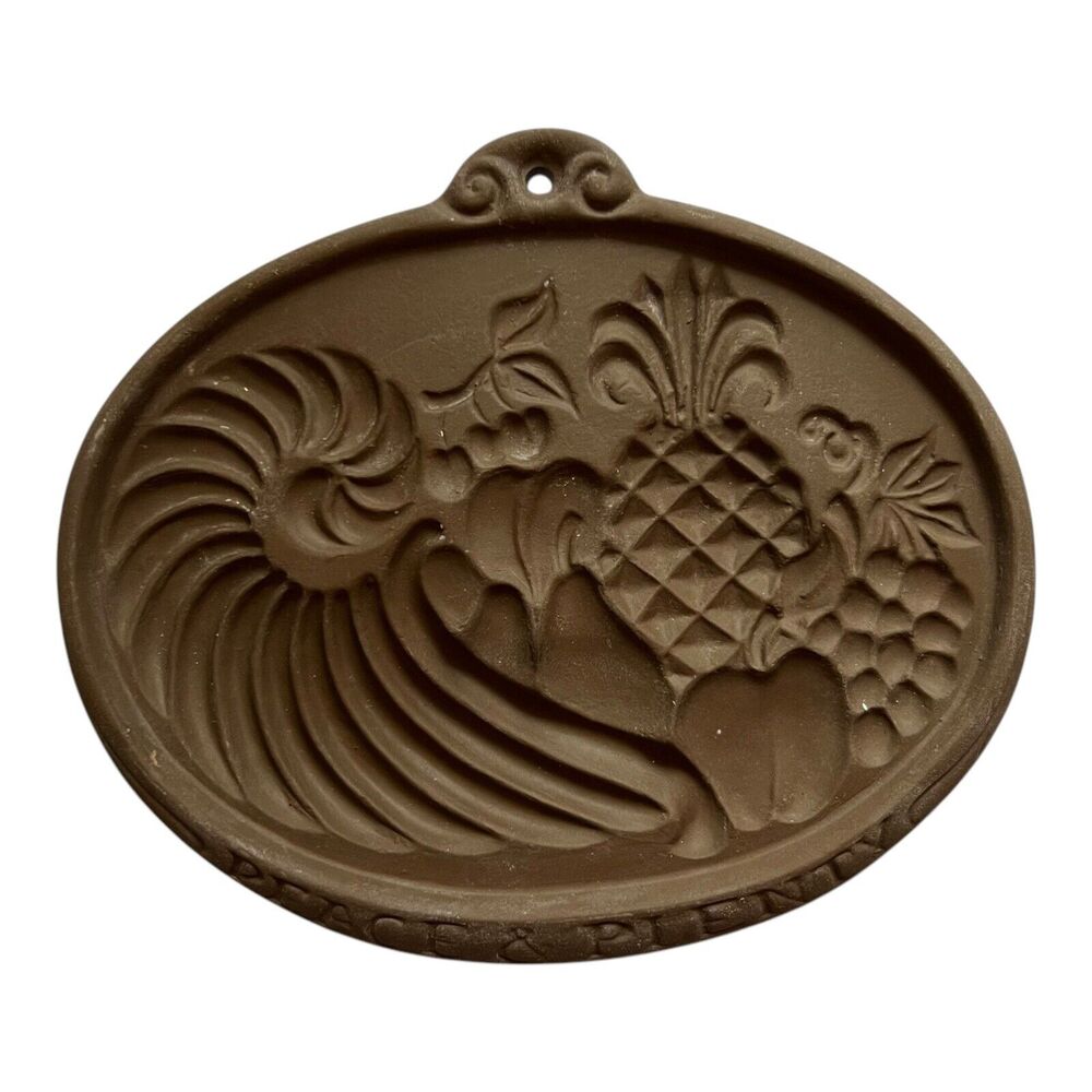 Hartstone Cookie Mold Peace And Plenty‎ Cornucopia Design In Color Brown